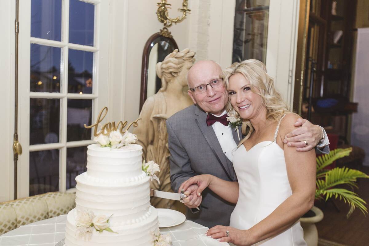 Nicholas Maxwell and his wife on their wedding day
